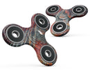 Grungy Orange and Teal Dyed Wood Surface Full-Body Fidget Spinner Skin-Kit