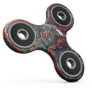Grungy Orange and Teal Dyed Wood Surface Full-Body Fidget Spinner Skin-Kit