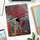 Grungy Orange and Teal Dyed Wood Surface - Full Body Skin Decal for the Apple iPad Pro 12.9", 11", 10.5", 9.7", Air or Mini (All Models Available)