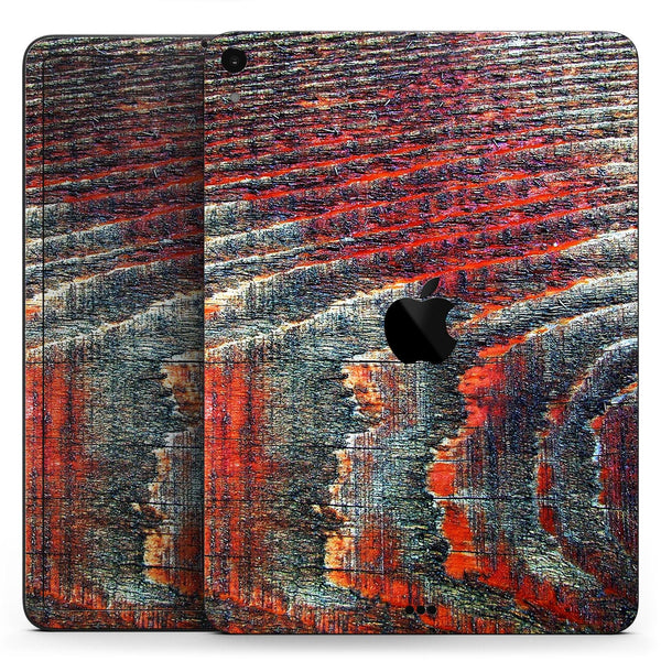 Grungy Orange and Teal Dyed Wood Surface - Full Body Skin Decal for the Apple iPad Pro 12.9", 11", 10.5", 9.7", Air or Mini (All Models Available)