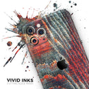 Grungy Orange and Teal Dyed Wood Surface  - Protective Skin Wrap & Decal – Compatible with iPhone SE to iPhone 17 Pro Max (All Models)