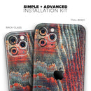 Grungy Orange and Teal Dyed Wood Surface  - Protective Skin Wrap & Decal – Compatible with iPhone SE to iPhone 17 Pro Max (All Models)