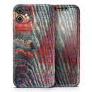 Grungy Orange and Teal Dyed Wood Surface  - Protective Skin Wrap & Decal – Compatible with iPhone SE to iPhone 17 Pro Max (All Models)