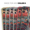 Grungy Orange and Teal Dyed Wood Surface  - Protective Skin Wrap & Decal – Compatible with iPhone SE to iPhone 17 Pro Max (All Models)
