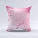 Grungy Pink Painted Swirl Pattern ink-Fuzed Decorative Throw Pillow