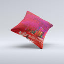 Grungy Red Abstract Paint Ink-Fuzed Decorative Throw Pillow