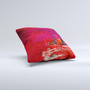 Grungy Red Abstract Paint Ink-Fuzed Decorative Throw Pillow