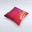 Grungy Red Abstract Paint Ink-Fuzed Decorative Throw Pillow