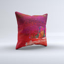 Grungy Red Abstract Paint Ink-Fuzed Decorative Throw Pillow