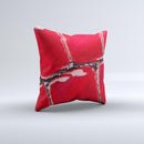 Grungy Red Scale Texture Ink-Fuzed Decorative Throw Pillow