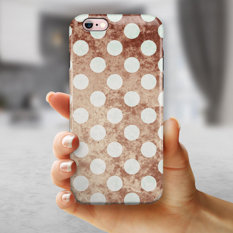 Grungy Tangerine with White Polka Dots  iPhone 6/6s or 6/6s Plus 2-Piece Hybrid INK-Fuzed Case
