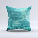 Grungy Teal Chipped Concrete ink-Fuzed Decorative Throw Pillow