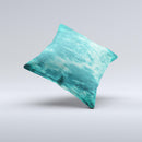 Grungy Teal Chipped Concrete ink-Fuzed Decorative Throw Pillow