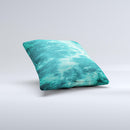 Grungy Teal Chipped Concrete ink-Fuzed Decorative Throw Pillow