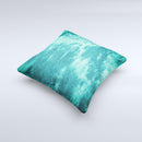Grungy Teal Chipped Concrete ink-Fuzed Decorative Throw Pillow