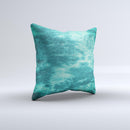 Grungy Teal Chipped Concrete ink-Fuzed Decorative Throw Pillow
