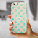 Grungy Teal Polka Dots iPhone 6/6s or 6/6s Plus 2-Piece Hybrid INK-Fuzed Case