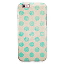 Grungy Teal Polka Dots iPhone 6/6s or 6/6s Plus 2-Piece Hybrid INK-Fuzed Case