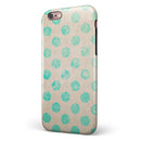 Grungy Teal Polka Dots iPhone 6/6s or 6/6s Plus 2-Piece Hybrid INK-Fuzed Case