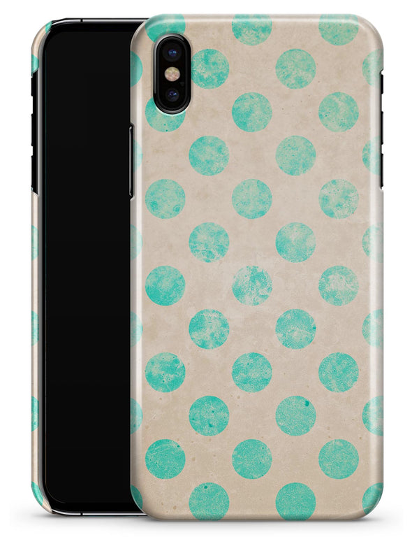 Grungy Teal Polka Dots - iPhone X Clipit Case
