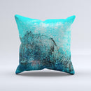 Grungy Teal Surface V3 Ink-Fuzed Decorative Throw Pillow