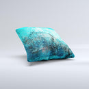 Grungy Teal Surface V3 Ink-Fuzed Decorative Throw Pillow