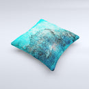 Grungy Teal Surface V3 Ink-Fuzed Decorative Throw Pillow