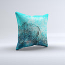 Grungy Teal Surface V3 Ink-Fuzed Decorative Throw Pillow