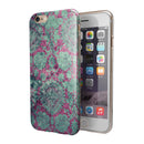Grungy Teal and Pink Damask Pattern iPhone 6/6s or 6/6s Plus 2-Piece Hybrid INK-Fuzed Case