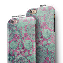 Grungy Teal and Pink Damask Pattern iPhone 6/6s or 6/6s Plus 2-Piece Hybrid INK-Fuzed Case
