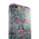 Grungy Teal and Pink Damask Pattern iPhone 6/6s or 6/6s Plus 2-Piece Hybrid INK-Fuzed Case