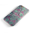 Grungy Teal and Pink Damask Pattern iPhone 6/6s or 6/6s Plus 2-Piece Hybrid INK-Fuzed Case