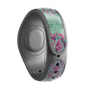 Grungy Teal and Pink Damask Pattern - Decal Skin Wrap Kit for the Disney Magic Band