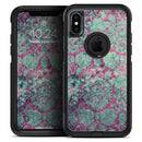 Grungy Teal and Pink Damask Pattern - Skin Kit for the iPhone OtterBox Cases