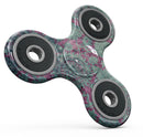 Grungy Teal and Pink Damask Pattern Full-Body Fidget Spinner Skin-Kit