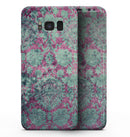 Grungy Teal and Pink Damask Pattern - Samsung Galaxy S8 Full-Body Skin Kit