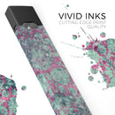 Grungy Teal and Pink Damask Pattern - Premium Decal Protective Skin-Wrap Sticker compatible with the Juul Labs vaping device
