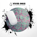 Grungy Teal and Pink Damask Pattern// WaterProof Rubber Foam Backed Anti-Slip Mouse Pad for Home Work Office or Gaming Computer Desk