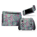 Grungy Teal and Pink Damask Pattern // Skin Decal Wrap Kit for Nintendo Switch Console & Dock, Joy-Cons, Pro Controller, Lite, 3DS XL, 2DS XL, DSi, or Wii - Vinyl Skin Wrap for Nintendo Switch 2, OLED, Lite, Pro Controller, Wii & Classic Handhelds