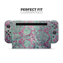 Grungy Teal and Pink Damask Pattern // Skin Decal Wrap Kit for Nintendo Switch Console & Dock, Joy-Cons, Pro Controller, Lite, 3DS XL, 2DS XL, DSi, or Wii - Vinyl Skin Wrap for Nintendo Switch 2, OLED, Lite, Pro Controller, Wii & Classic Handhelds