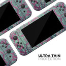 Grungy Teal and Pink Damask Pattern // Skin Decal Wrap Kit for Nintendo Switch Console & Dock, Joy-Cons, Pro Controller, Lite, 3DS XL, 2DS XL, DSi, or Wii - Vinyl Skin Wrap for Nintendo Switch 2, OLED, Lite, Pro Controller, Wii & Classic Handhelds