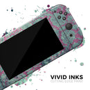 Grungy Teal and Pink Damask Pattern // Skin Decal Wrap Kit for Nintendo Switch Console & Dock, Joy-Cons, Pro Controller, Lite, 3DS XL, 2DS XL, DSi, or Wii - Vinyl Skin Wrap for Nintendo Switch 2, OLED, Lite, Pro Controller, Wii & Classic Handhelds