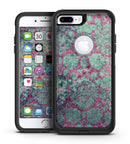 Grungy Teal and Pink Damask Pattern - iPhone 7 or 7 Plus Commuter Case Skin Kit