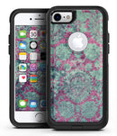 Grungy Teal and Pink Damask Pattern - iPhone 7 or 7 Plus Commuter Case Skin Kit