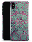 Grungy Teal and Pink Damask Pattern - iPhone X Clipit Case