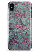 Grungy Teal and Pink Damask Pattern - iPhone X Clipit Case