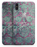 Grungy Teal and Pink Damask Pattern - iPhone X Skin-Kit