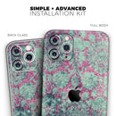 Grungy Teal and Pink Damask Pattern  - Protective Skin Wrap & Decal – Compatible with iPhone SE to iPhone 17 Pro Max (All Models)
