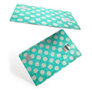 Grungy Teal and White Polka Dots - Premium Protective Decal Skin-Kit for the Apple Credit Card