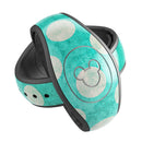 Grungy Teal and White Polka Dots - Decal Skin Wrap Kit for the Disney Magic Band